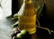 clear glass cruet bottle